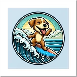 Surfer dog Posters and Art